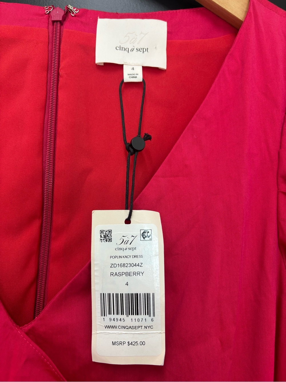 Cinq à Sept Kacy Poplin Dress Size 4 Raspberry Pink NWT Ruffle $425 - Picture 4 of 12